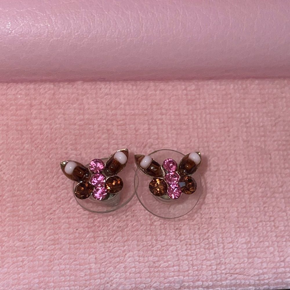 Beautiful pink butterfly stud earrings